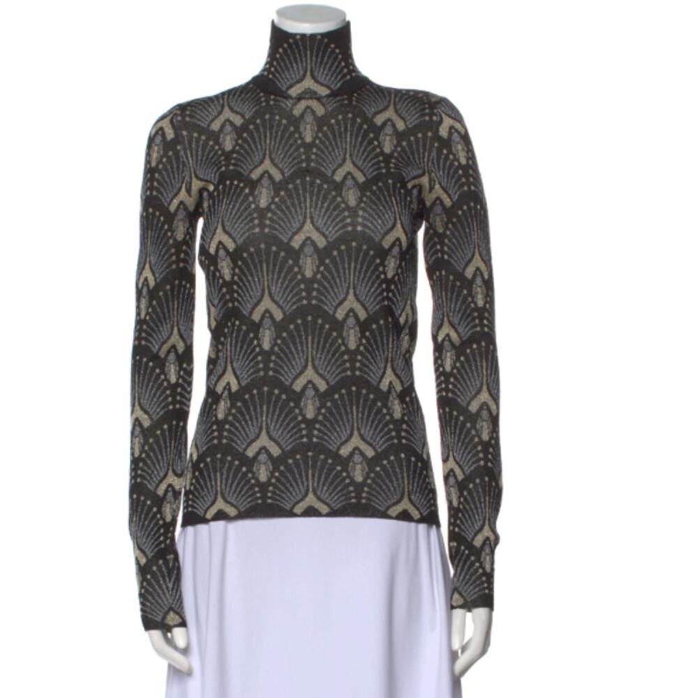 Paco Rabanne Printed Lurex Mock Neck Top - Picture 2 of 4
